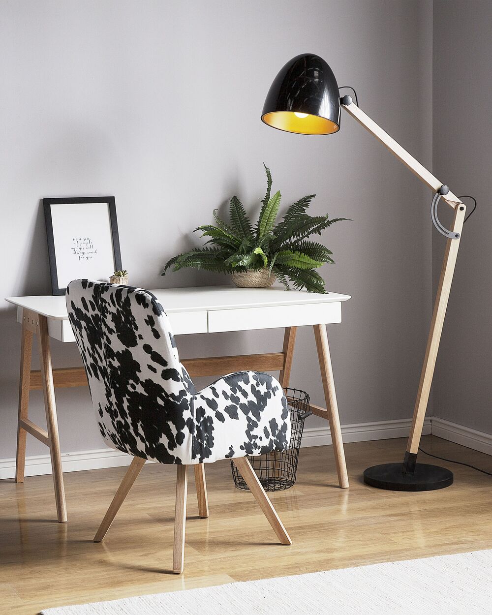 Staande lamp HETTON verstelbaar Eikenhout Zwart