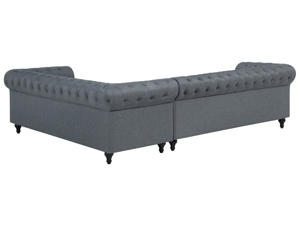 Corner Sofa 6 Seater CHESTERFIELD Fabric Grey Left Hand_706654
