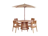 Gartenmöbel Set 4-Sitzer AGELLO mit Schirm (12 Optionen) Akazienholz Braun_924406