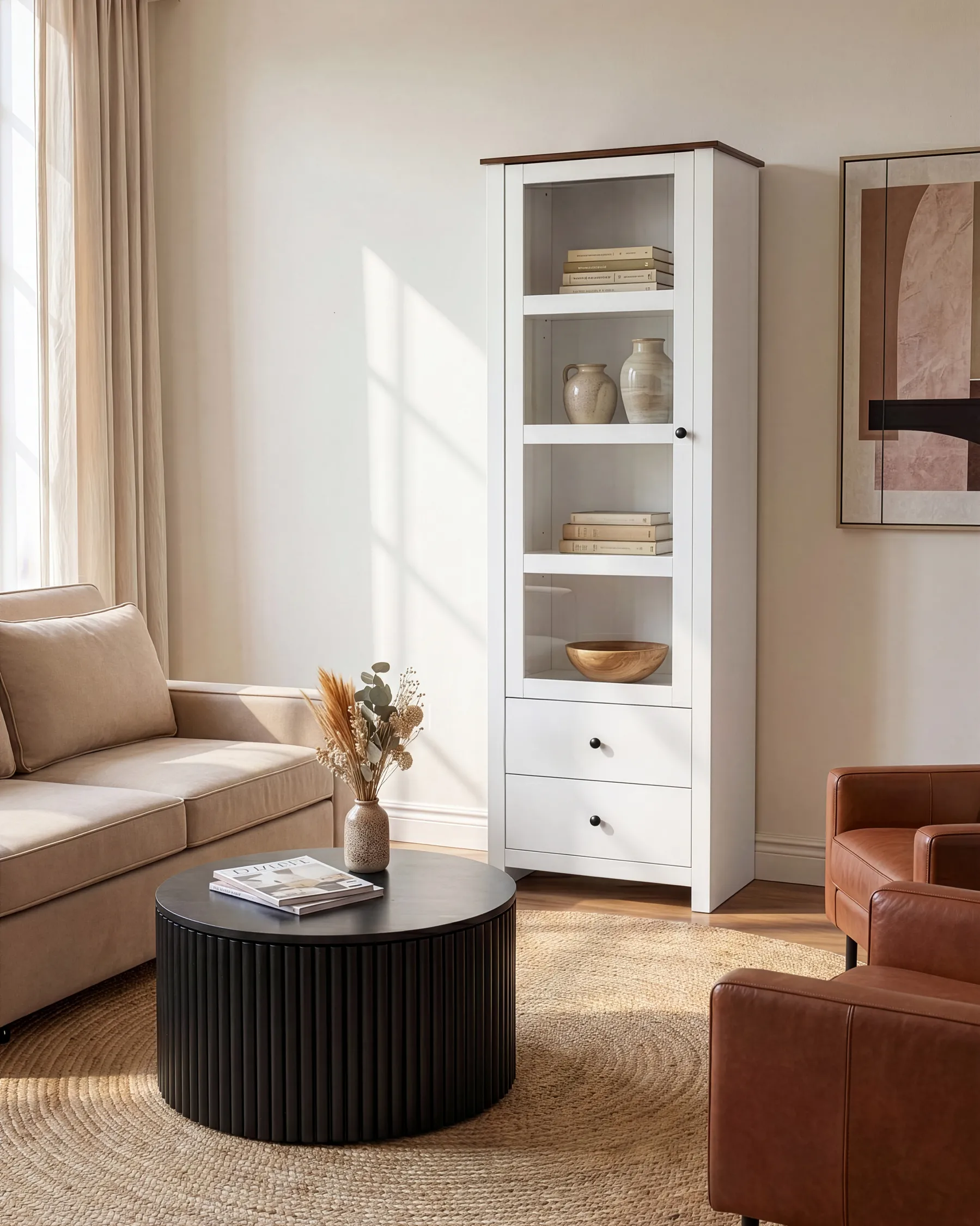 Glass Display Cabinet PIMBA 60 cm White_1099231