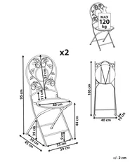 Set of 2 Garden Chairs YAVIZA Folding Metal Light Beige_1001893