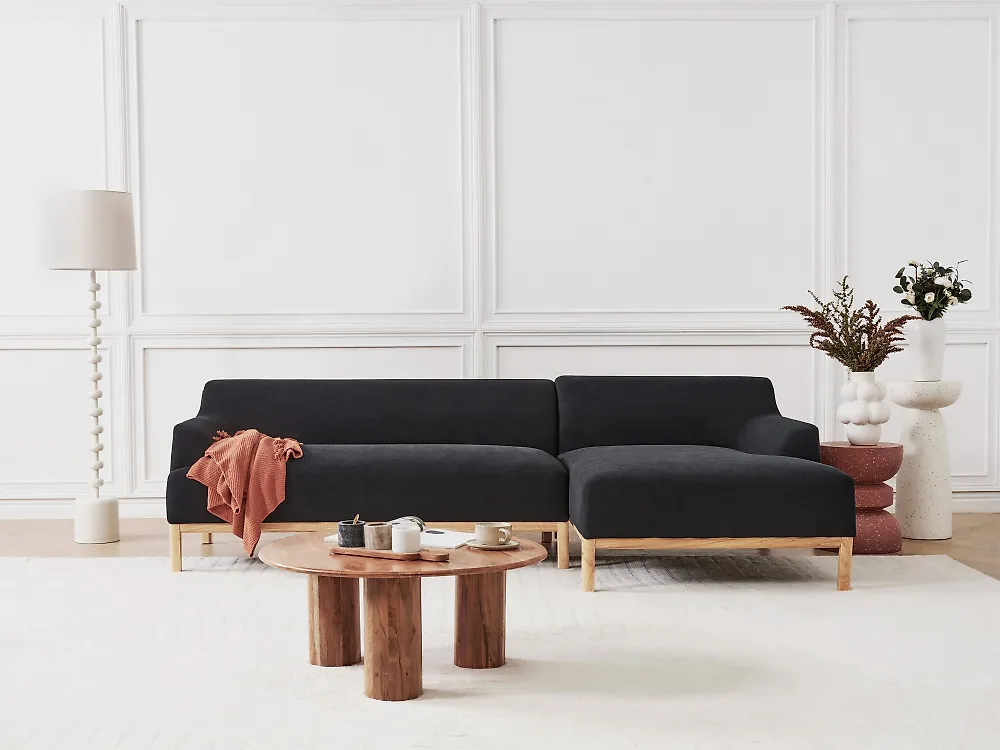Ecksofa SOSJO Stoff Schwarz linksseitig_1183953