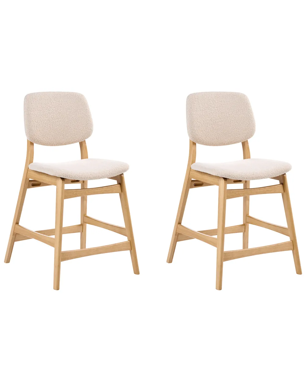 Set of 2 Bar Chairs ELAINE Boucle Light Brown/ Beige_1060280
