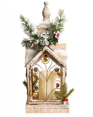 LED Laterne SYVANSI 46 cm Weihnachtsmotiv Hellbraun_1028121