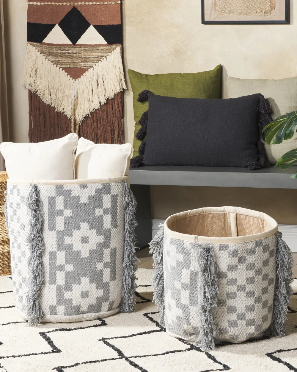 Set of 2 Baskets KALAI Cotton Grey_1078732