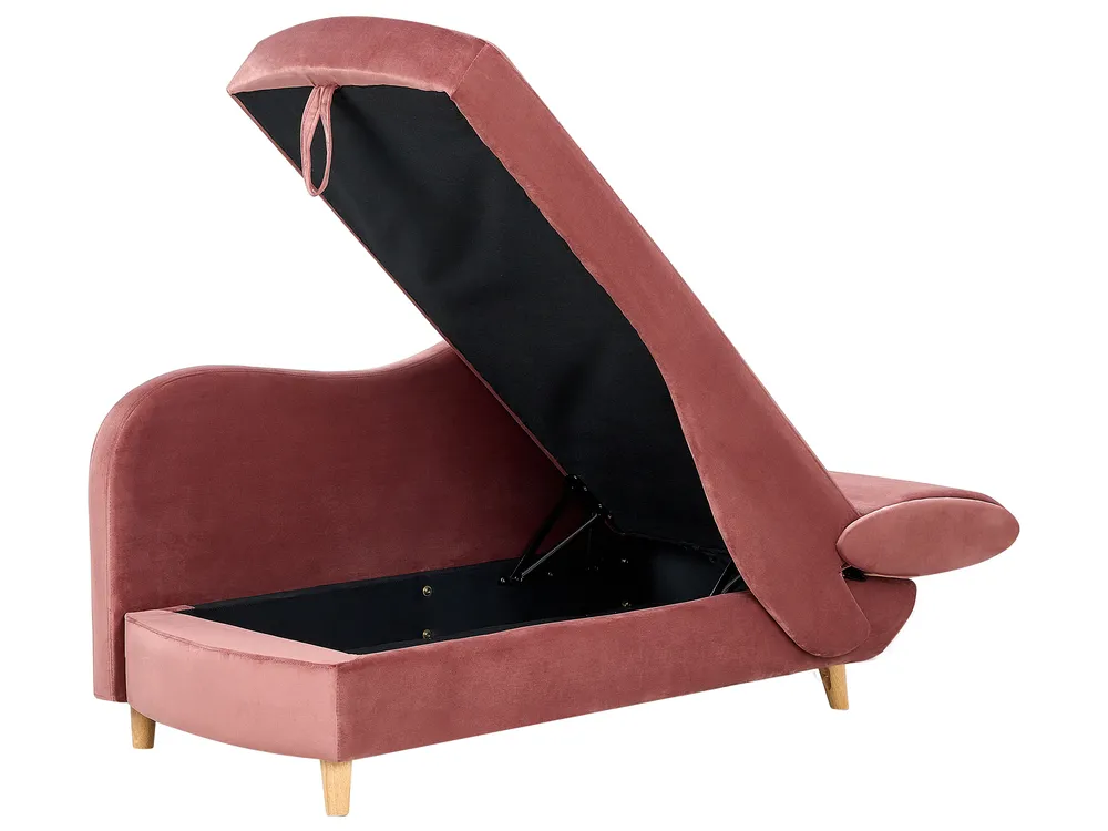Rechtsseitige Chaiselongue MERI mit Stauraum Samtstoff Rosa_914305