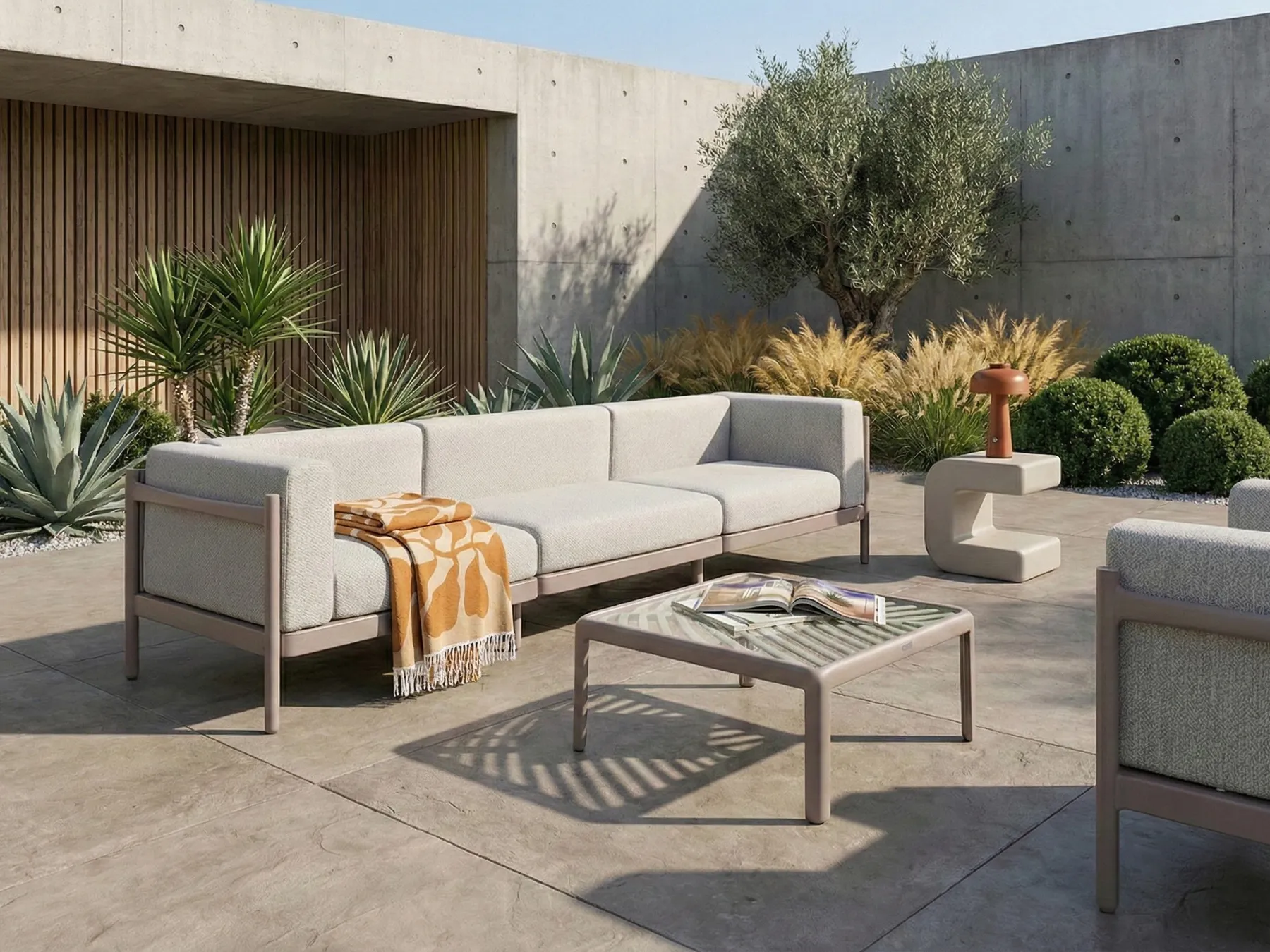Erweiterungsmodul für Gartensofa FERRETTI Taupe_1058025