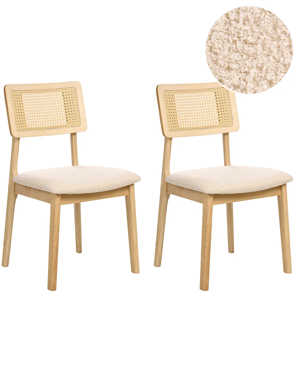 Embar Set of 2 Dining Chairs EMBAR Wood Light Brown | Beliani.ro