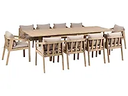 Garden Dining Set 10 Seater TOSCANELLA with Cushions Certified Acacia Wood Light Brown_1165256