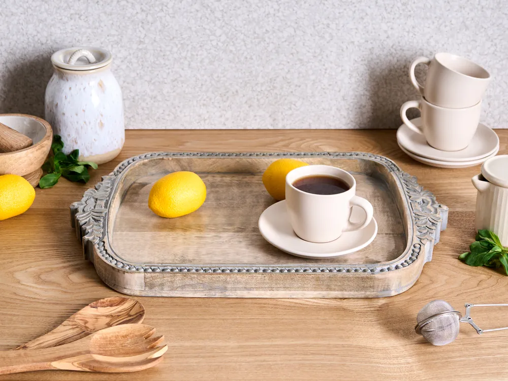 Decorative Tray ASIUT Mango Wood Light Brown_1021594