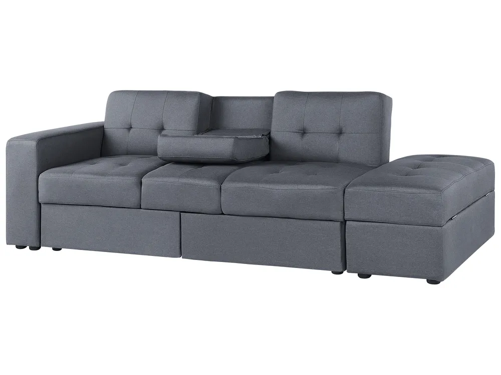 Schlafsofa 3-Sitzer FALSTER mit Stauraum Stoff Dunkelgrau_751415