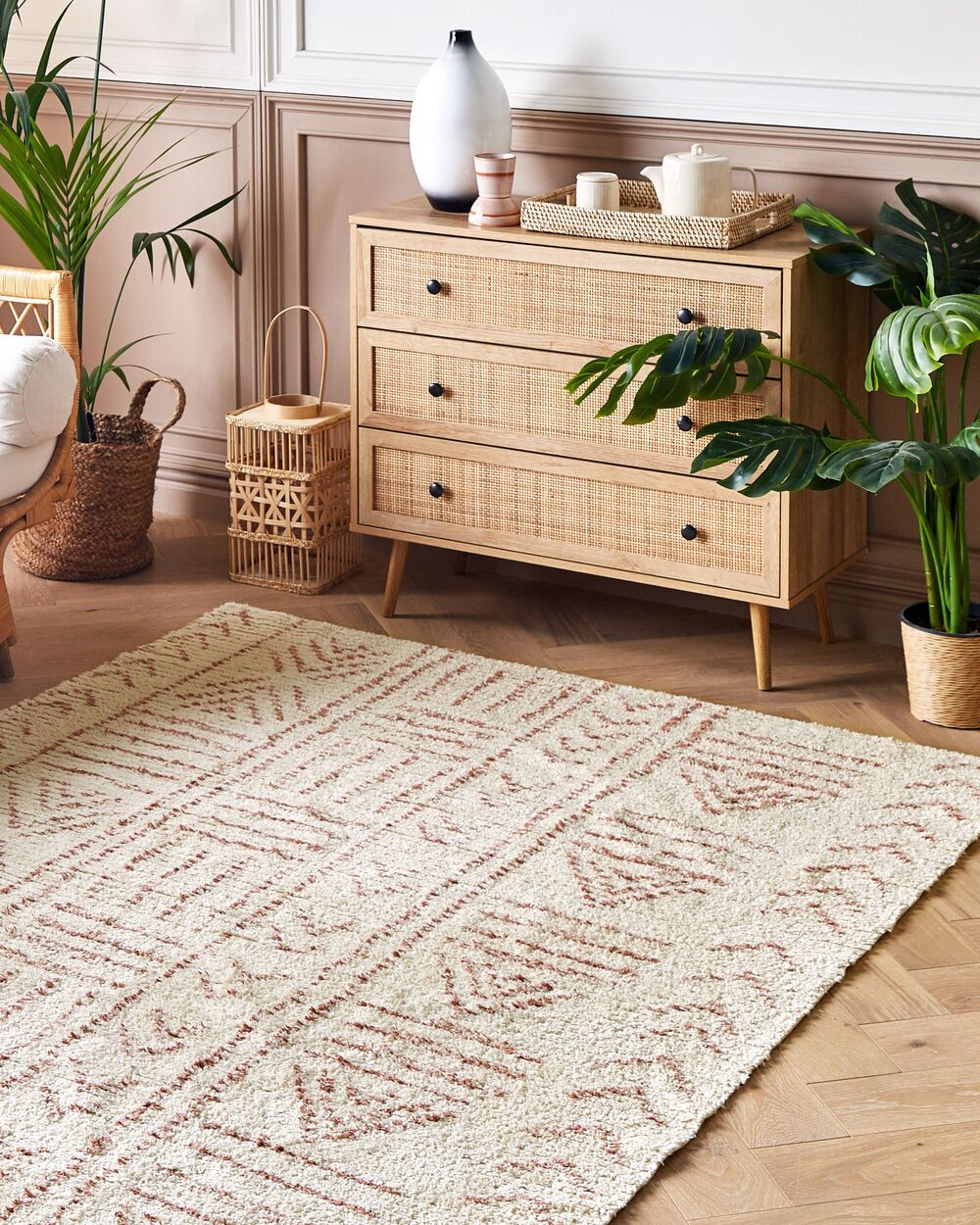 Teppich EDIRNE Beige 160 x 230 cm Baumwolle