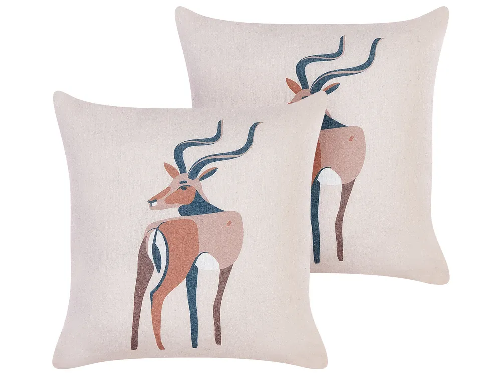 Dekokissen 2er Set ABAL 45 x 45 cm Beige Tiermuster