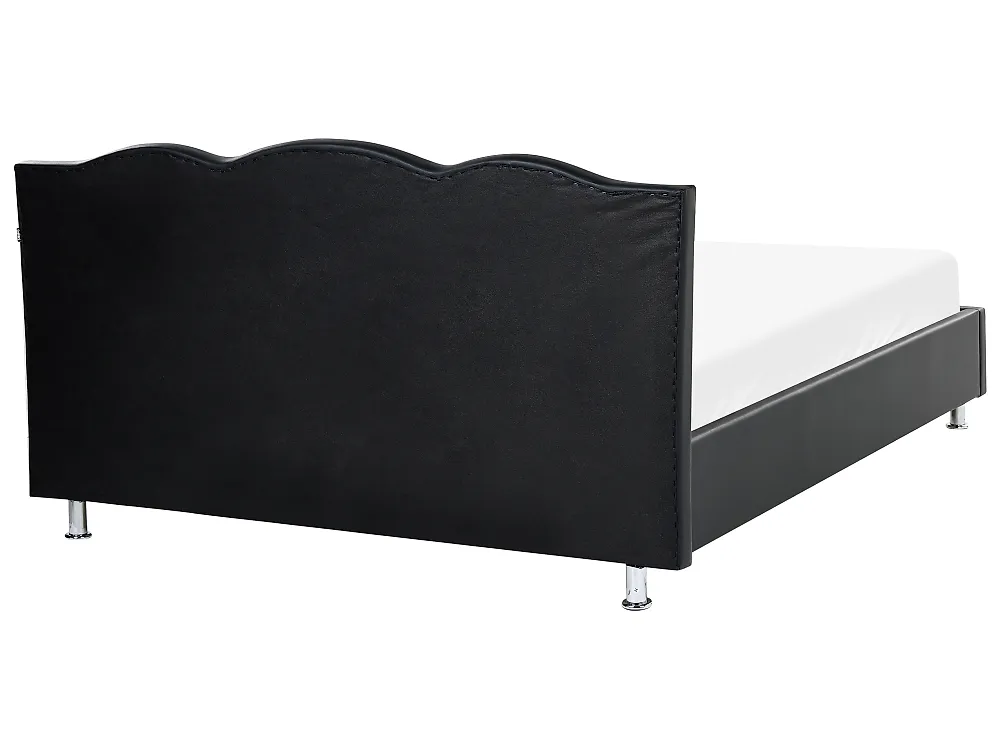 Bett mit Lattenrost Kunstleder METZ 160 x 200 cm Schwarz_1173785