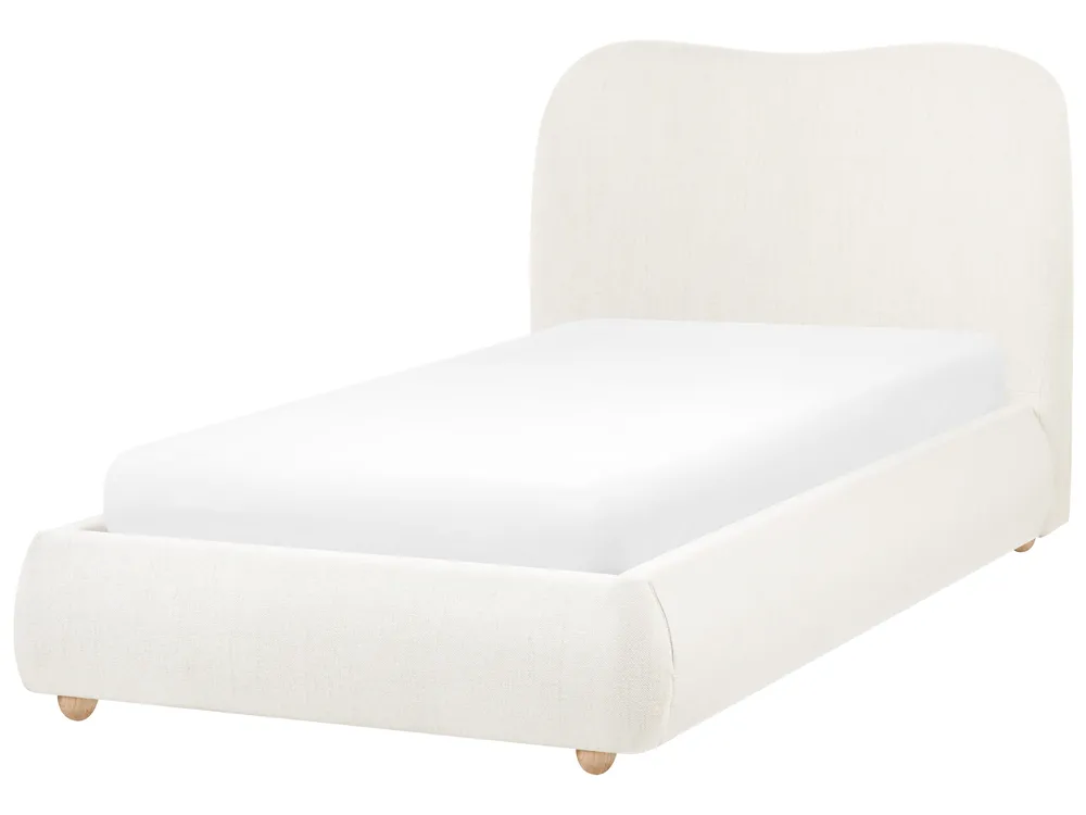 Bett mit Stauraum BLAGNAC Stoff Cremeweiß 90 x 200 cm_1073170