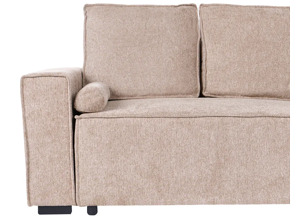 Eckschlafsofa 3-Sitzer EDANE mit Stauraum Stoff Beige linksseitig_1057114