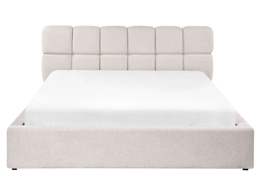 Bett mit Stauraum BASTON Stoff Hellbeige 160 x 200 cm_1055392