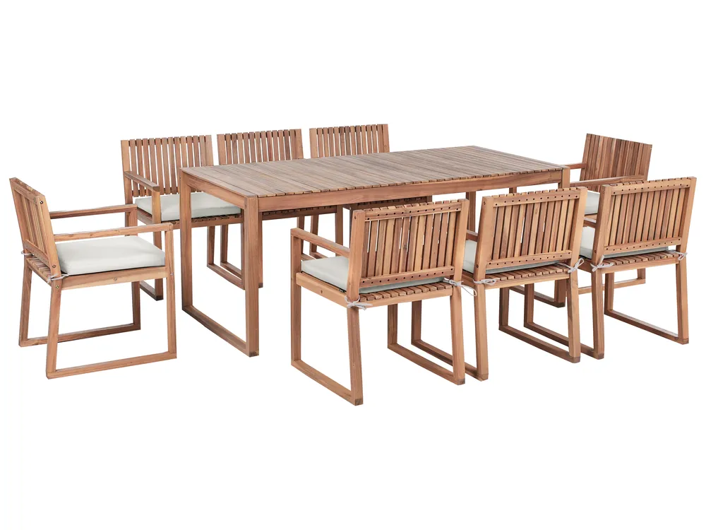 Gartenmöbel Set 8-Sitzer SASSARI PREMIUM inkl. Kissen zertifiziertes Akazienholz Taupe