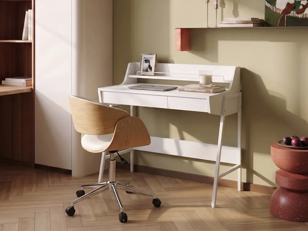 Schreibtisch mit Regalaufsatz BROXTON 77 cm 46 cm Weiß