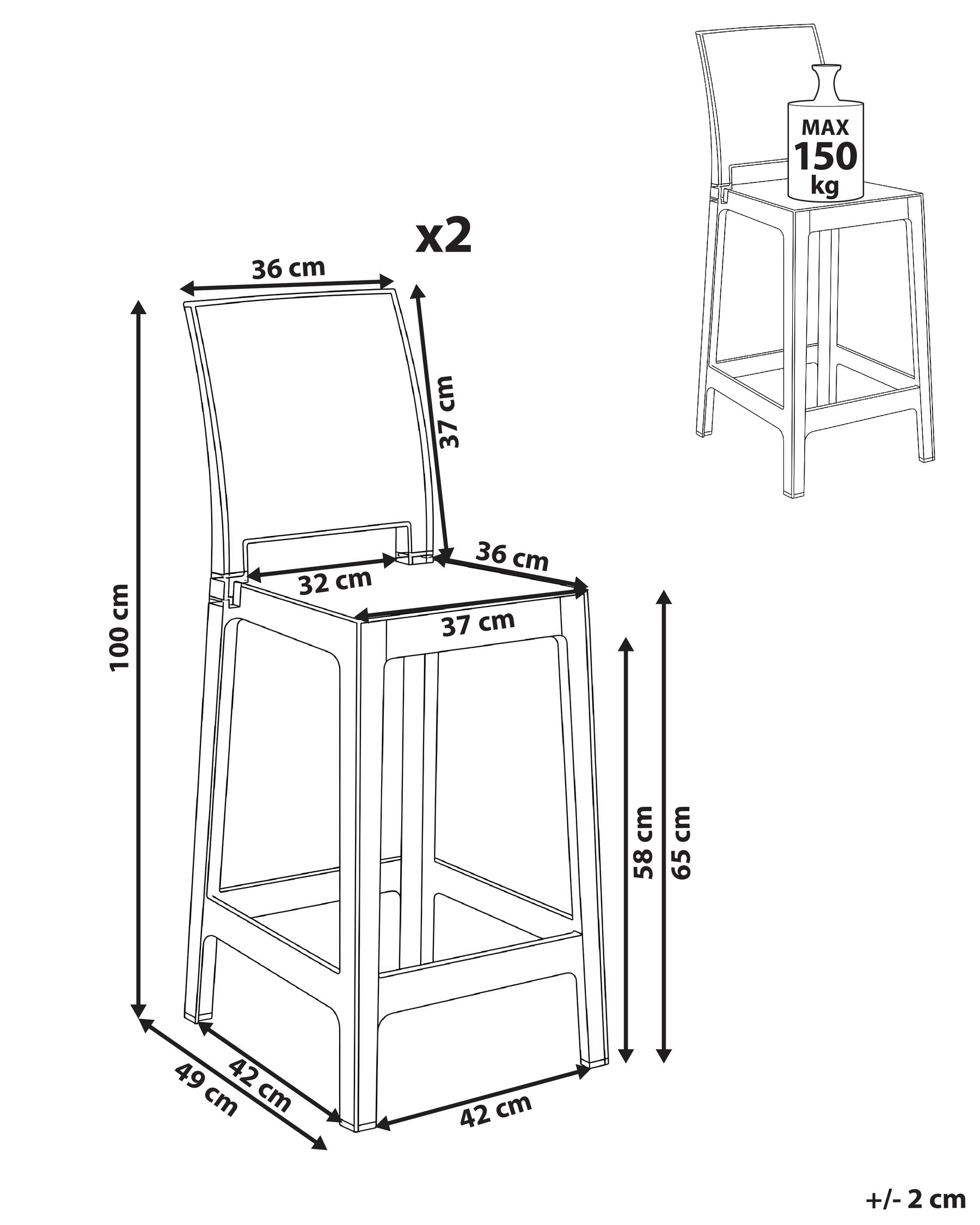 Set of 2 Bar Chairs WELLINGTON Transparent_1093991
