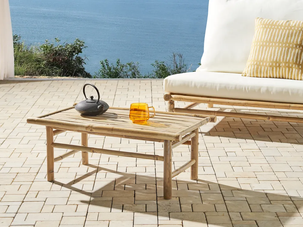 Outdoor Couchtisch TODI 45 cm 80 cm Bambus Braun