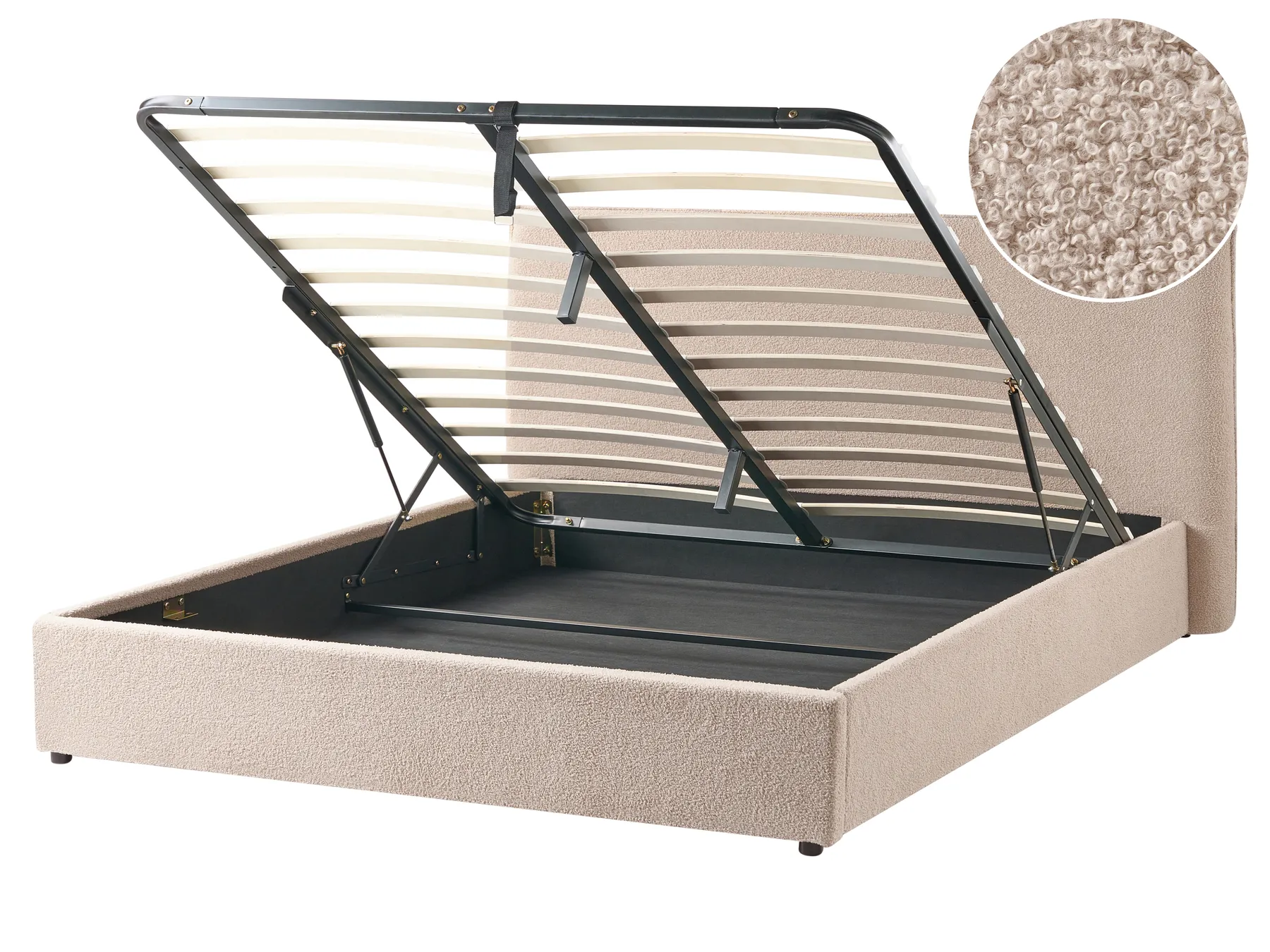 Ottoman Bed LAVAUR Boucle Taupe 160 x 200 cm (EU King Size)_989427