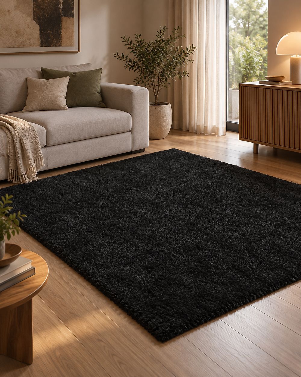 Tapis à poils longs DEMRE Noir 160 x 230 cm