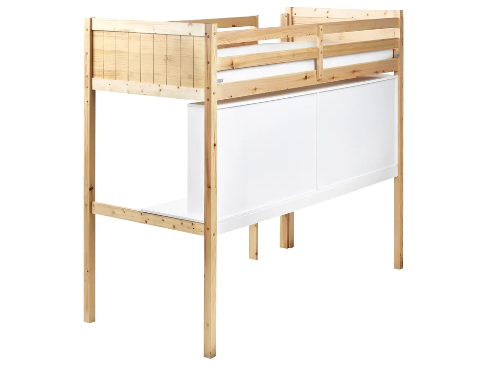 Hochbett mit Schreibtisch Kiefernholz FOUCAMONT 90 x 200 cm Hellbraun_964304