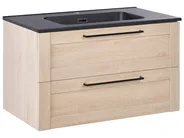 Wandmontierter Waschbeckenunterschrank mit Waschbecken TARIJA Hellbraun_1005846