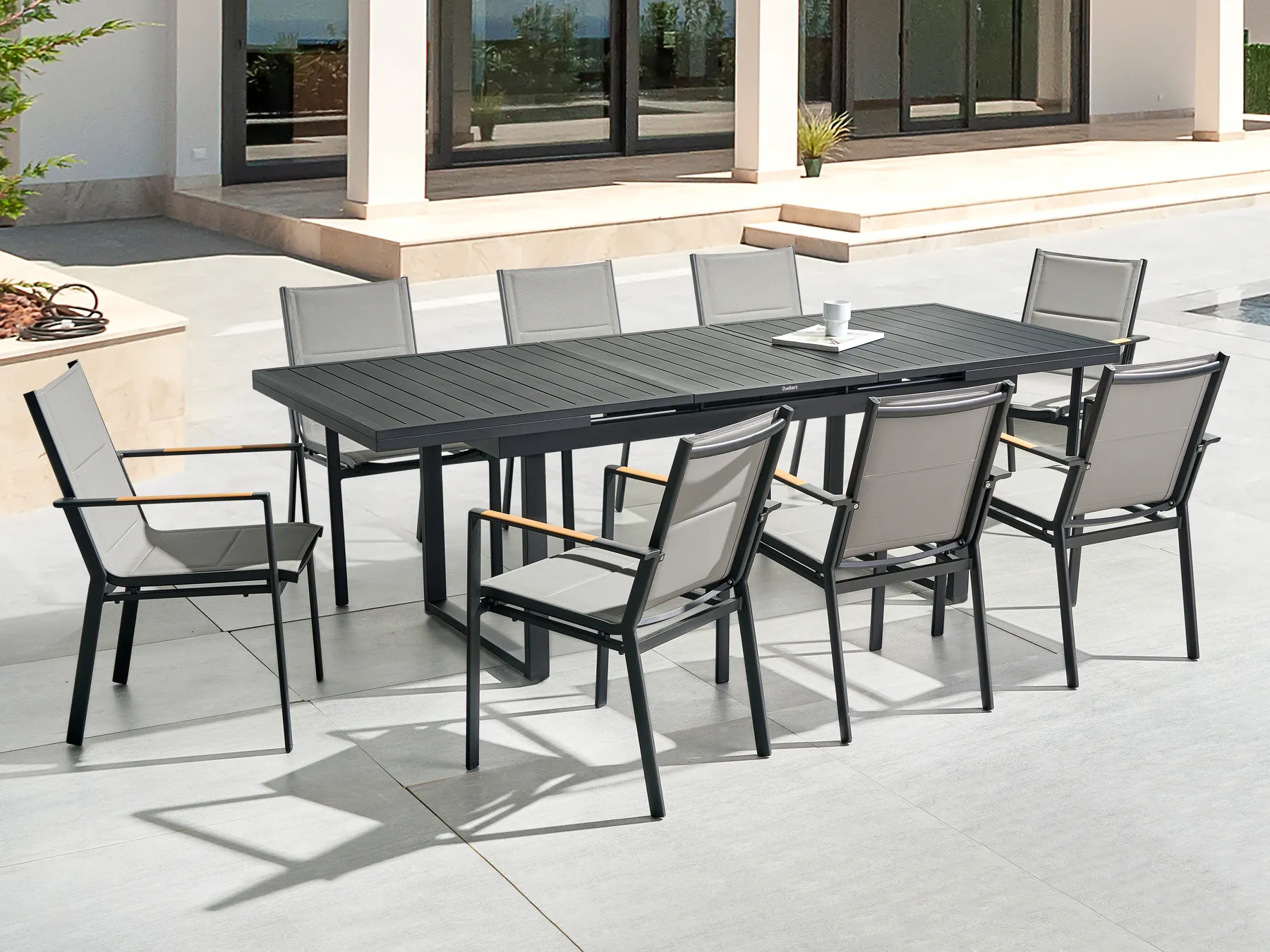 Gartenmöbel Set 8-Sitzer VALCANETTO/BUSSETO Metall Schwarz_846202