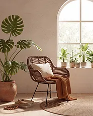 Dining Chair CANORA Rattan Brown_1151276