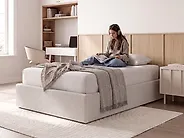 Ottoman Bed without Headboard DINAN Boucle Off-White 120 x 200 cm (EU Small Double)_1188201