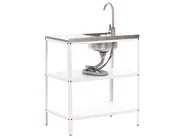 Outdoor-Küche 3er Set mit Spüle VILAMA Weiß Metall_974129