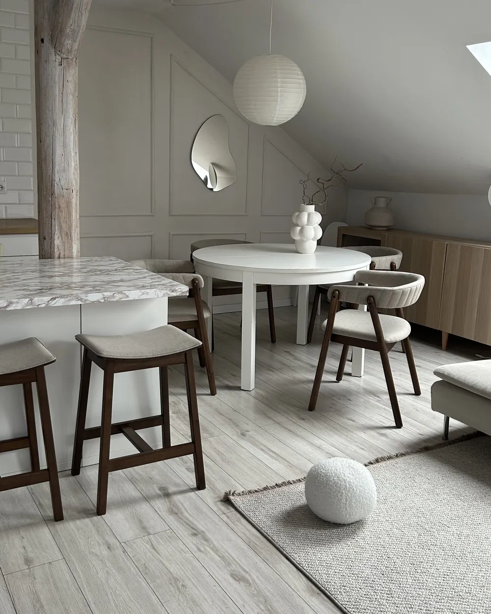 Set mit 2 Barhockern DIXON Holz Dunkelbraun / Beige_969637