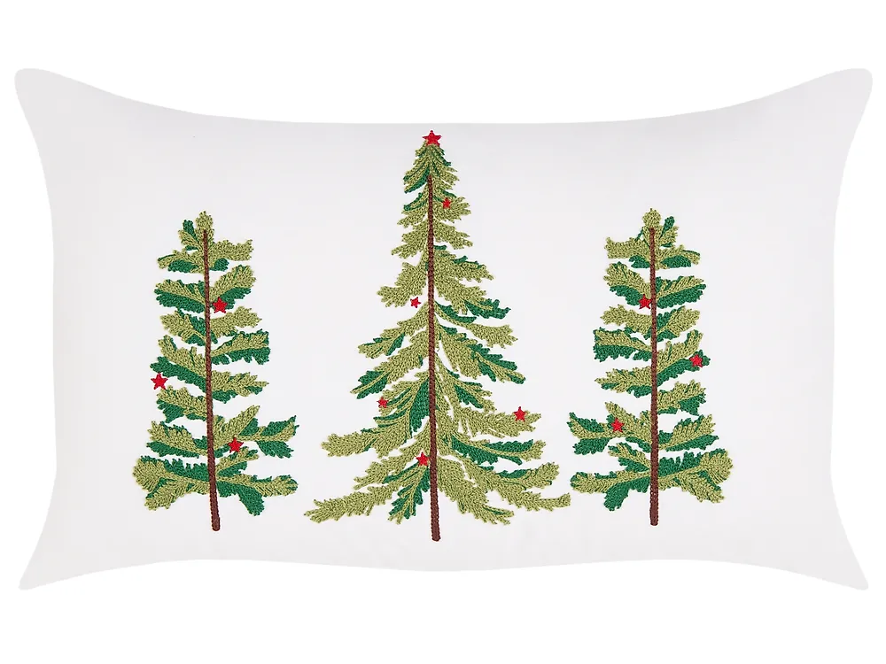 Lot de 3 coussins décoratifs ZIVEN 30 x 50 cm 45 x 45 cm Blanc Motif de Noël_1164557