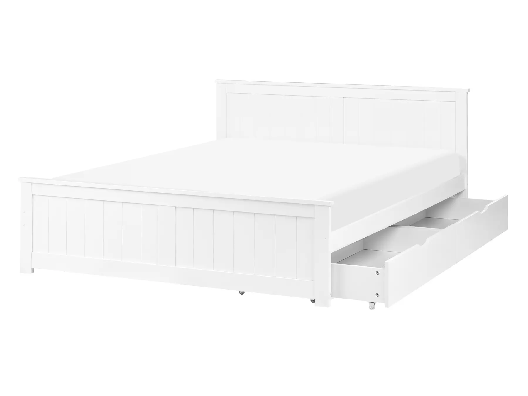 Bed with 2 Drawers SABRAN Pine Wood White 140 x 200 cm (EU Double)_1061255