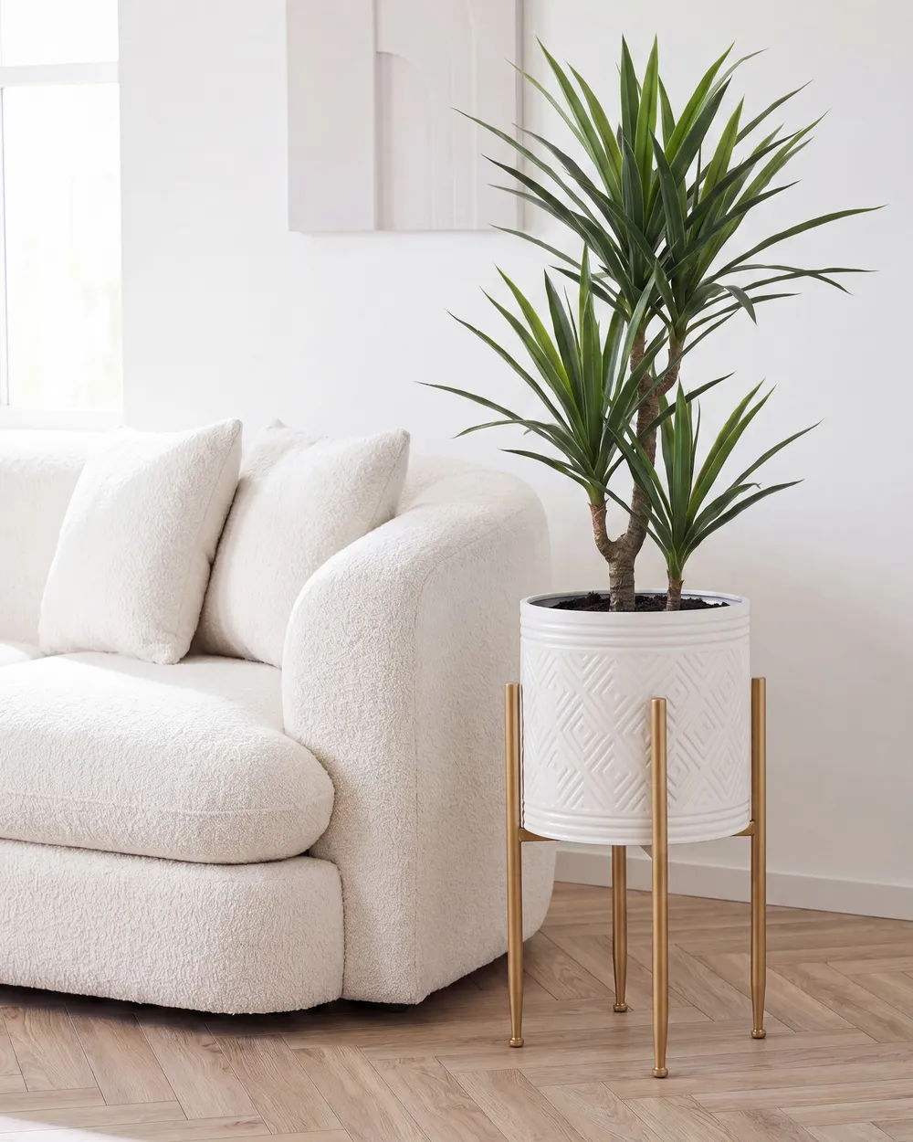 Blumentopf mit Beinen SOLDANELLA 35 cm Metall Weiß