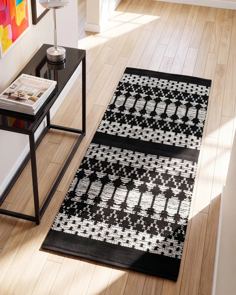 Teppich SOKUN Schwarz 80 x 150 cm Echtleder