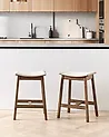 Set mit 2 Barhockern DIXON Holz Dunkelbraun / Beige