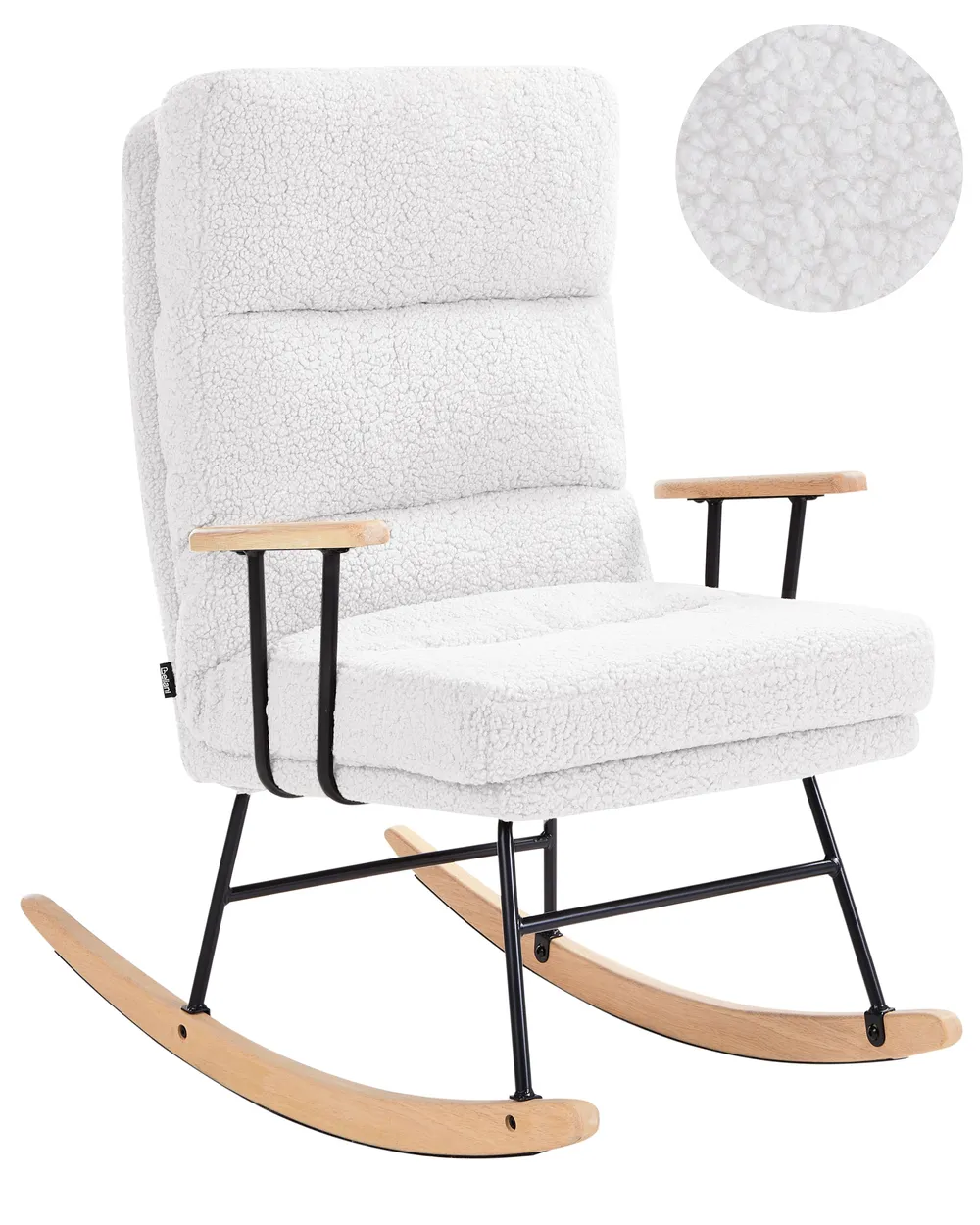 Schaukelsessel ESKELIN mit Relaxfunktion Bouclé Cremeweiß
