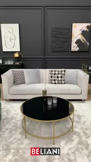 Sofa 3 Seater ARVIKA Velvet Navy Blue_910481