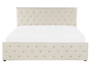 Bett mit Stauraum AMIENS Samtstoff Hellbeige 160 x 200 cm_791243