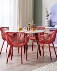 Set of 4 Garden Chairs PESARO Red_825412