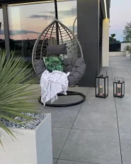 Hängesessel mit Gestell ARSITA Polyrattan Grau_1159331