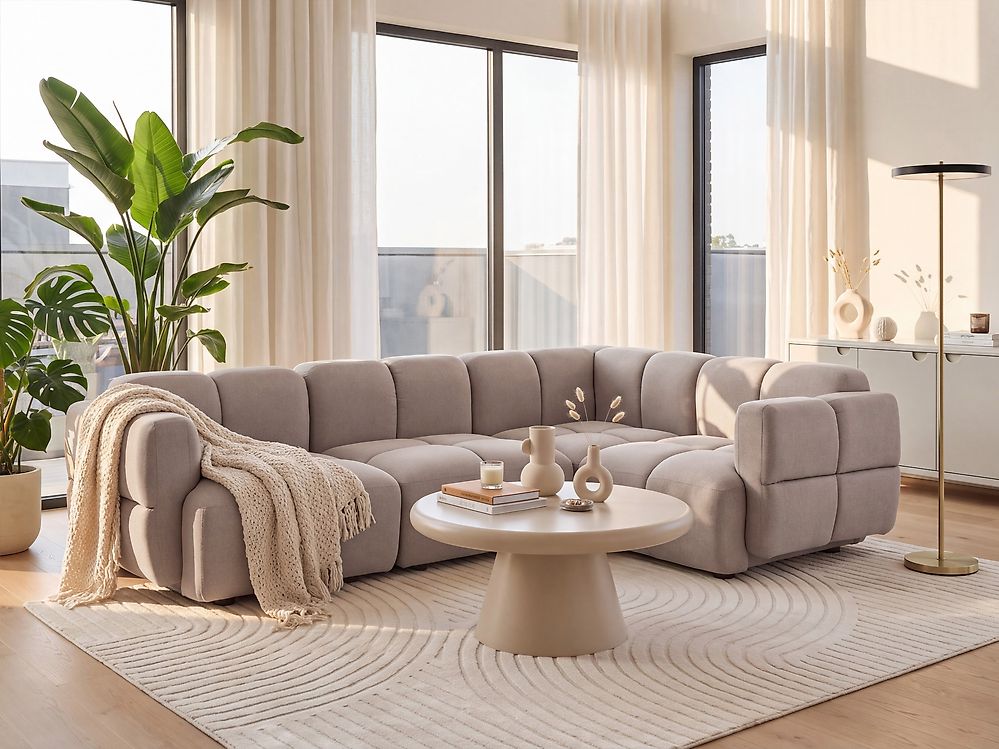 Modul Ecksofa 4-Sitzer MAKSABERG Stoff Taupe linksseitig