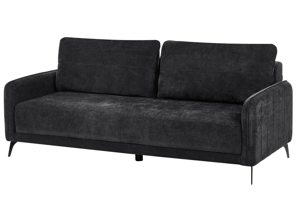 Schlafsofa 3-Sitzer HEMING Chenillegewebe Schwarz_1123897
