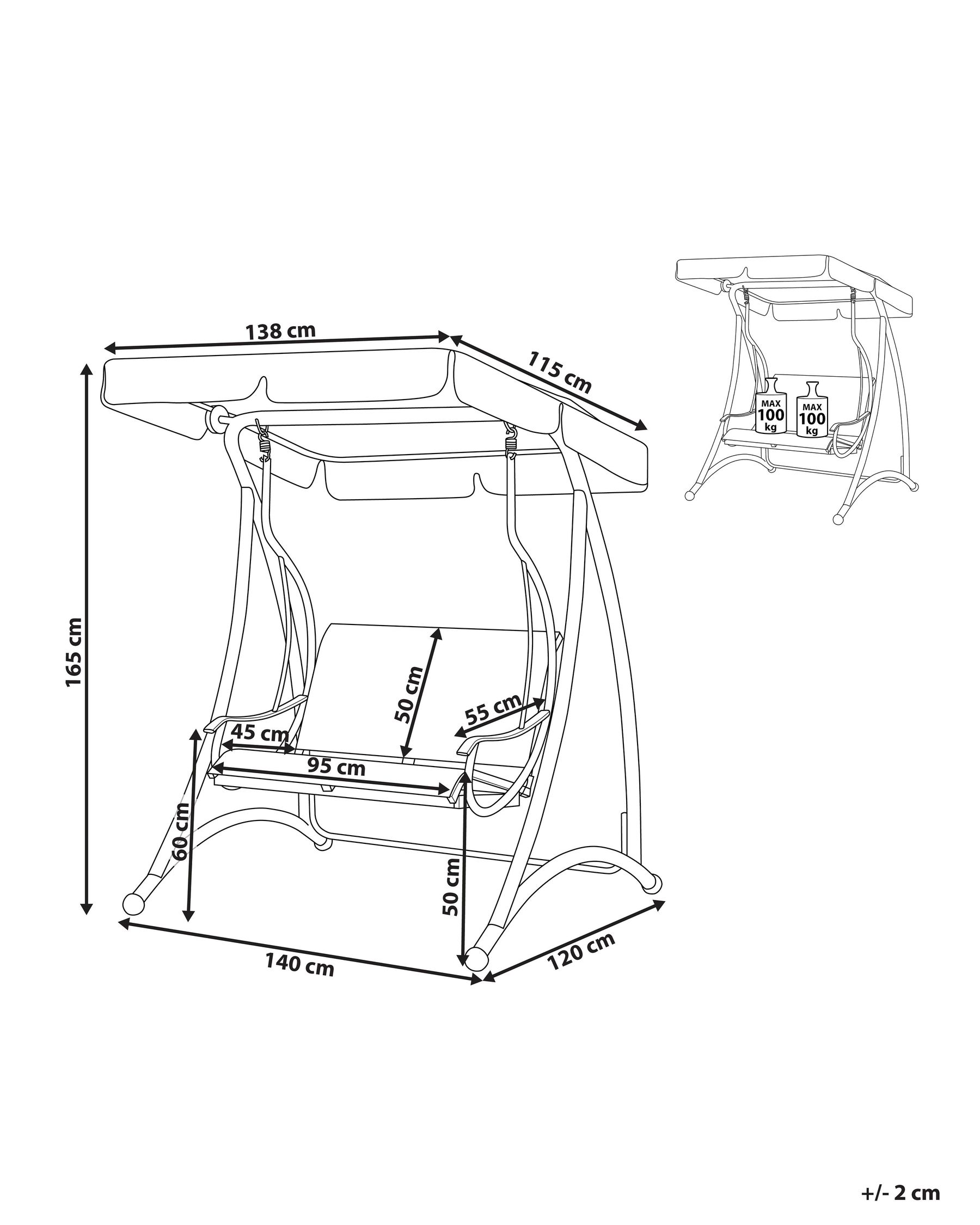 Patio Swing TESERO Metal Grey_744210