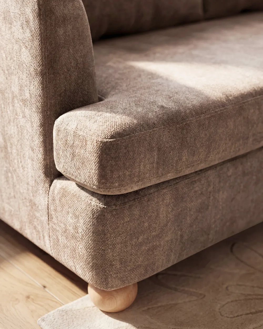 Sofa 3-Sitzer RATTVIK Chenillegewebe Braun_1066447