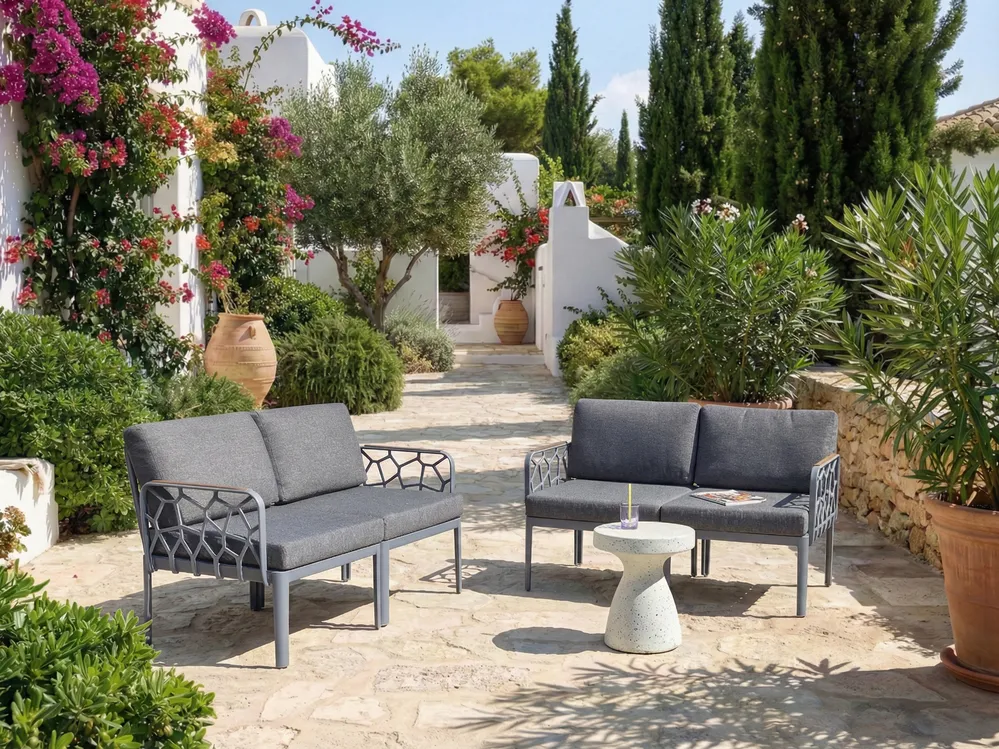 Garden Sofa Set 4 Seater ERICHE Dark Grey_978025