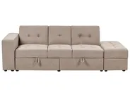 Sofa Bed 3 Seater FALSTER with Storage Fabric Light Brown_935842
